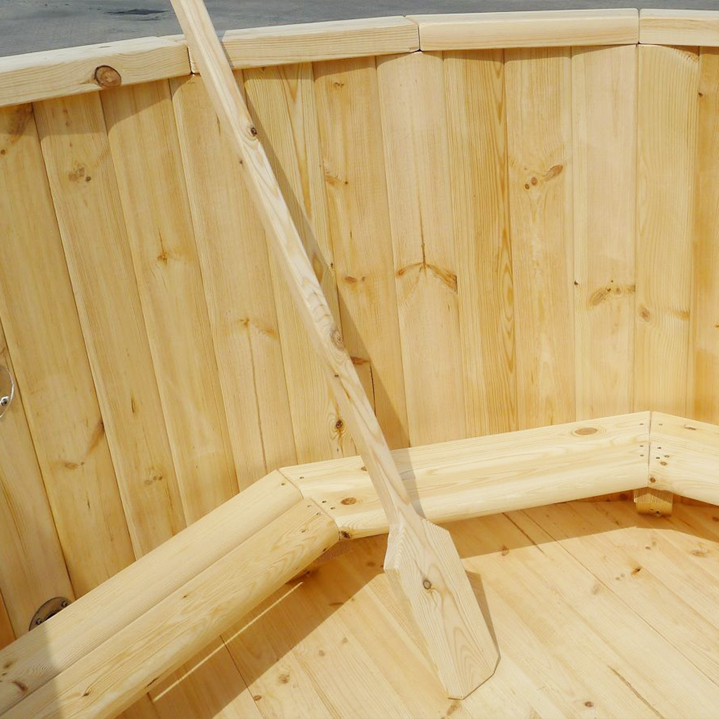 Inside seat of wooden Hot tub